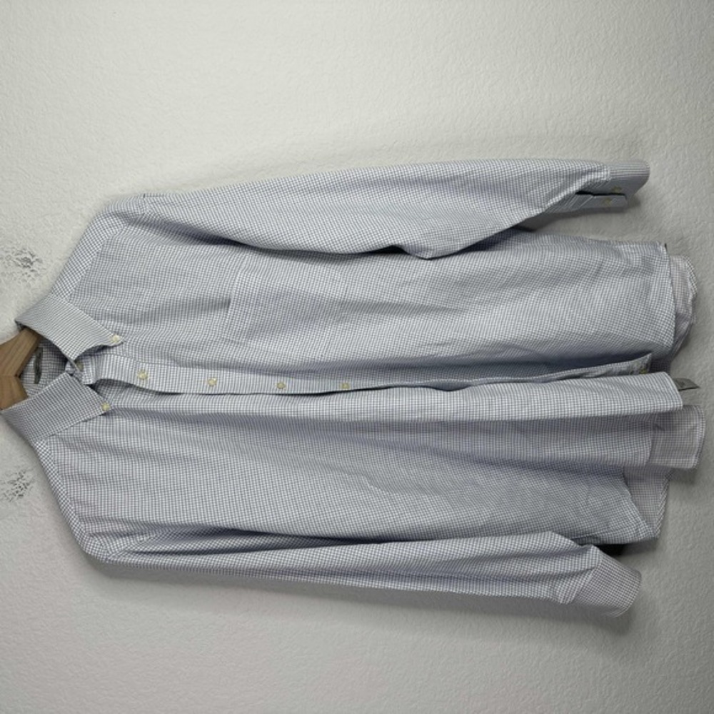 W.H. Belk Shirt Mens‎ 16.5 34/35 Blue Graph Check Long Sleeve Button Down Preppy